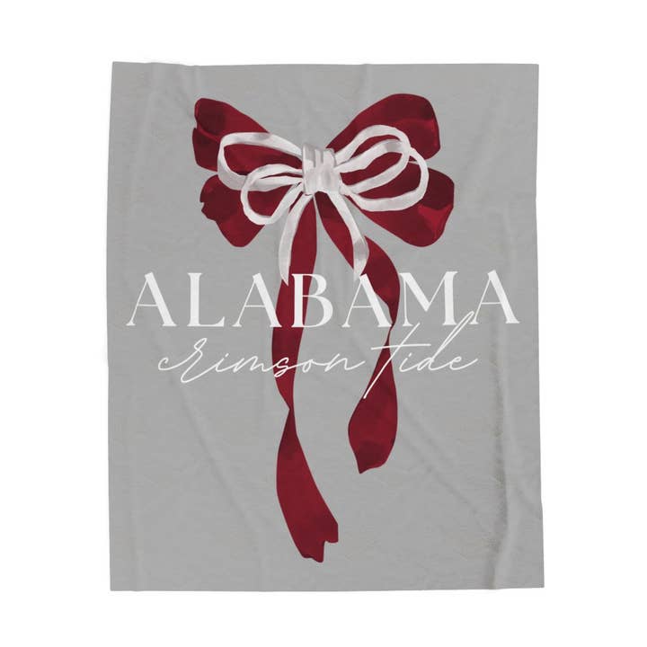 Alabama Bow Velveteen Blanket for wholesale by Pocketful of Prints