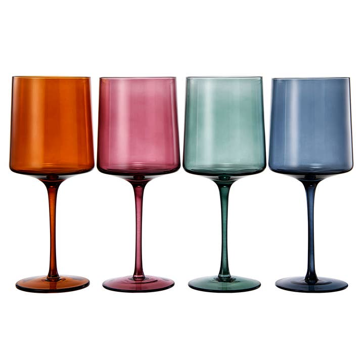 The Wine Savant / Khen Glassware – wholesale Vinglas – Färgade fyrkantiga kristall vinglas Set med 4 stora 13,5 oz