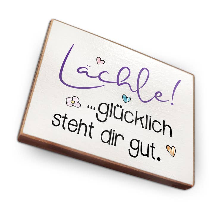 Magnete da frigorifero in legno di faggio - Sorridi Felice Sta per la vendita all'ingrosso da parte di wammi