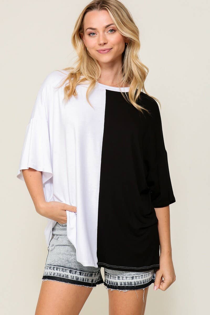 42POPS - Wholesale Knit Top - Women's - ',,._ Game day contrast oversize tee0