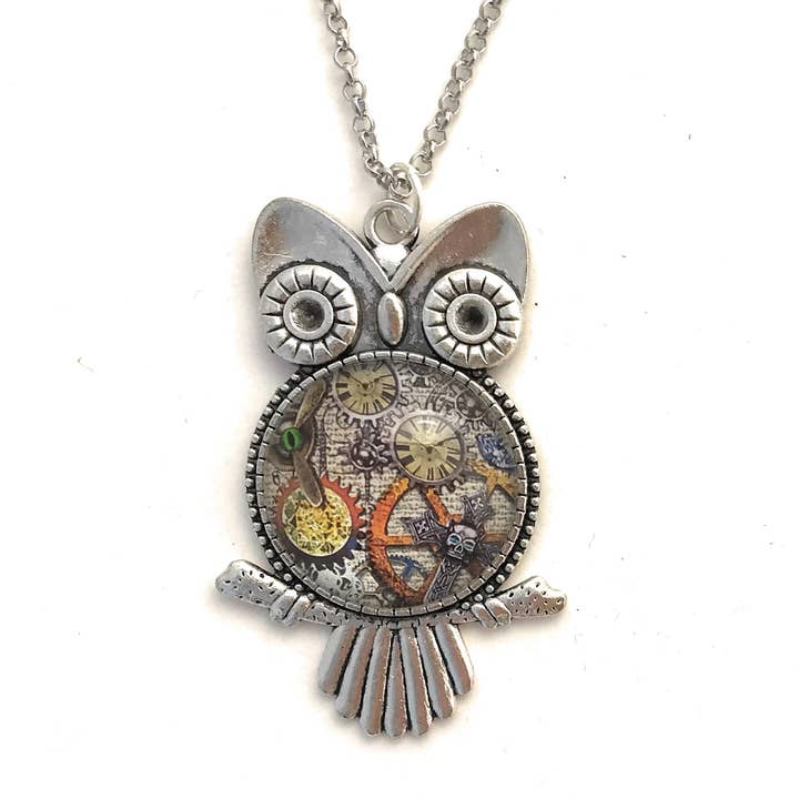 Steampunk Owl Necklace for wholesale by Fern & Filigree