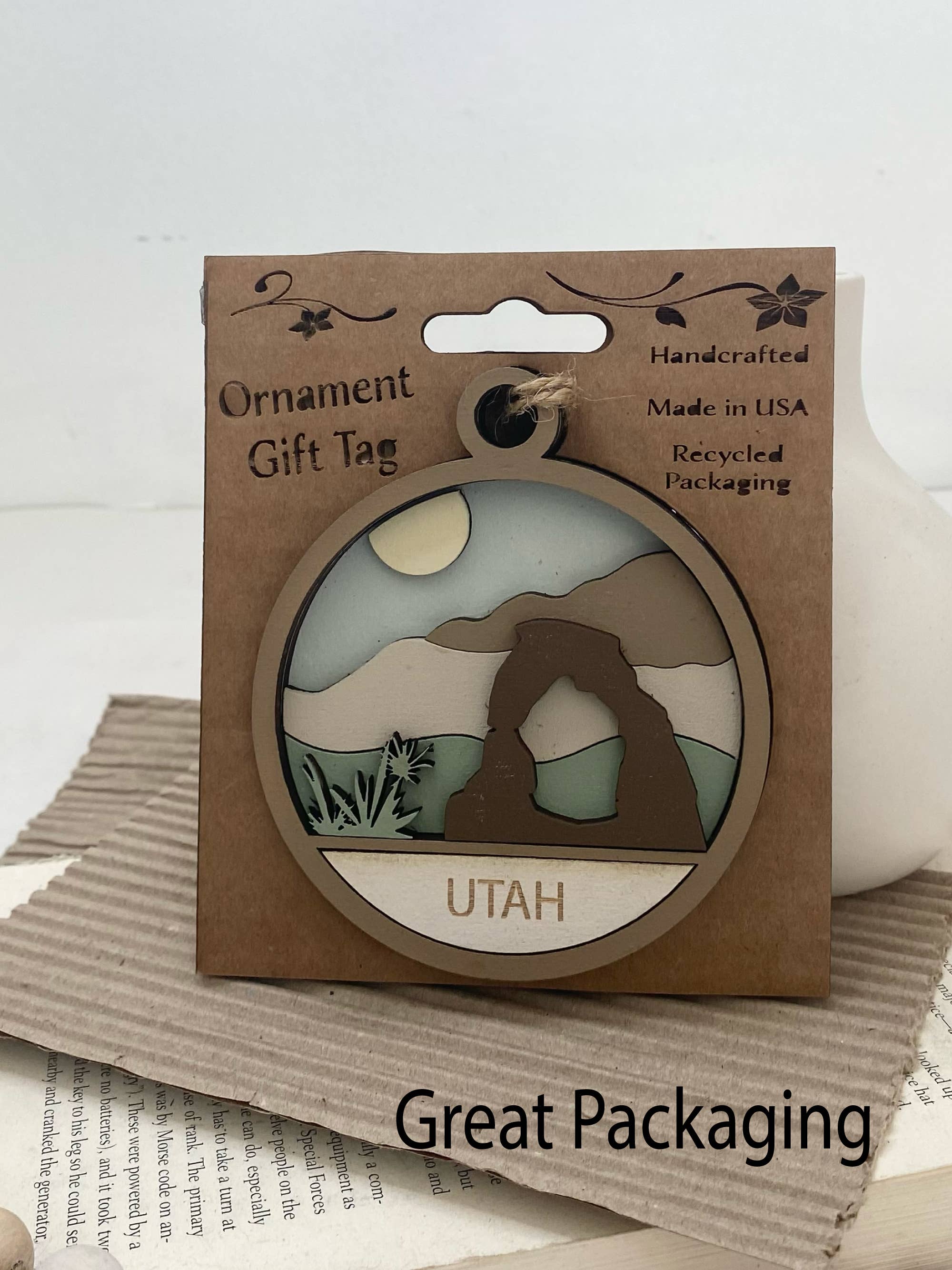 Pine Designs - Wholesale Ornament - Utah State Ornament or Gift Tag2