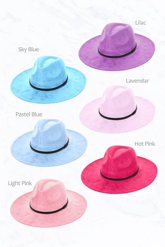 Suzie Q USA - Wholesale Fedora - Women's - Suede Large Eaves Peach Top Fedora, Leather Belt3