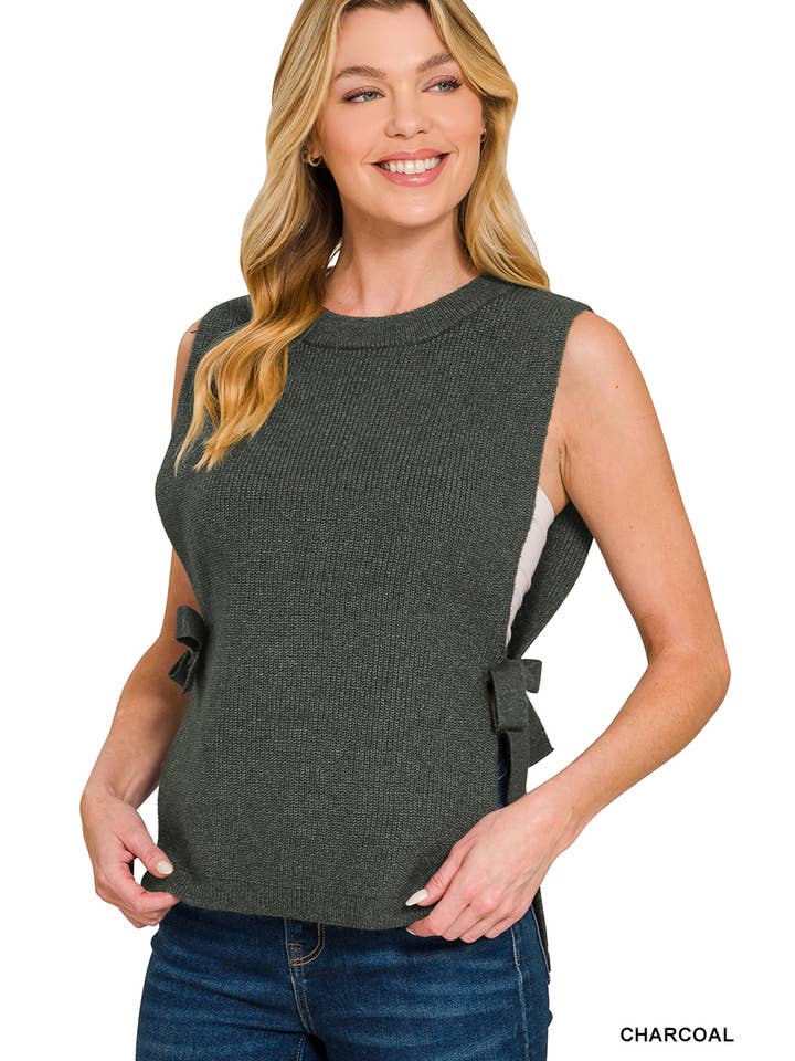 42POPS - Wholesale Outerwear Vest - Women's - `.0806 Side Tie Sweater Vest SI-285365