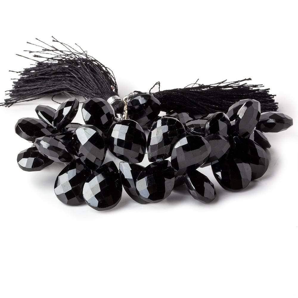 Beads of Cambay - Wholesale Beads - 13x10-15x11mm Black Spinel faceted pears 7 inch 41 beads1