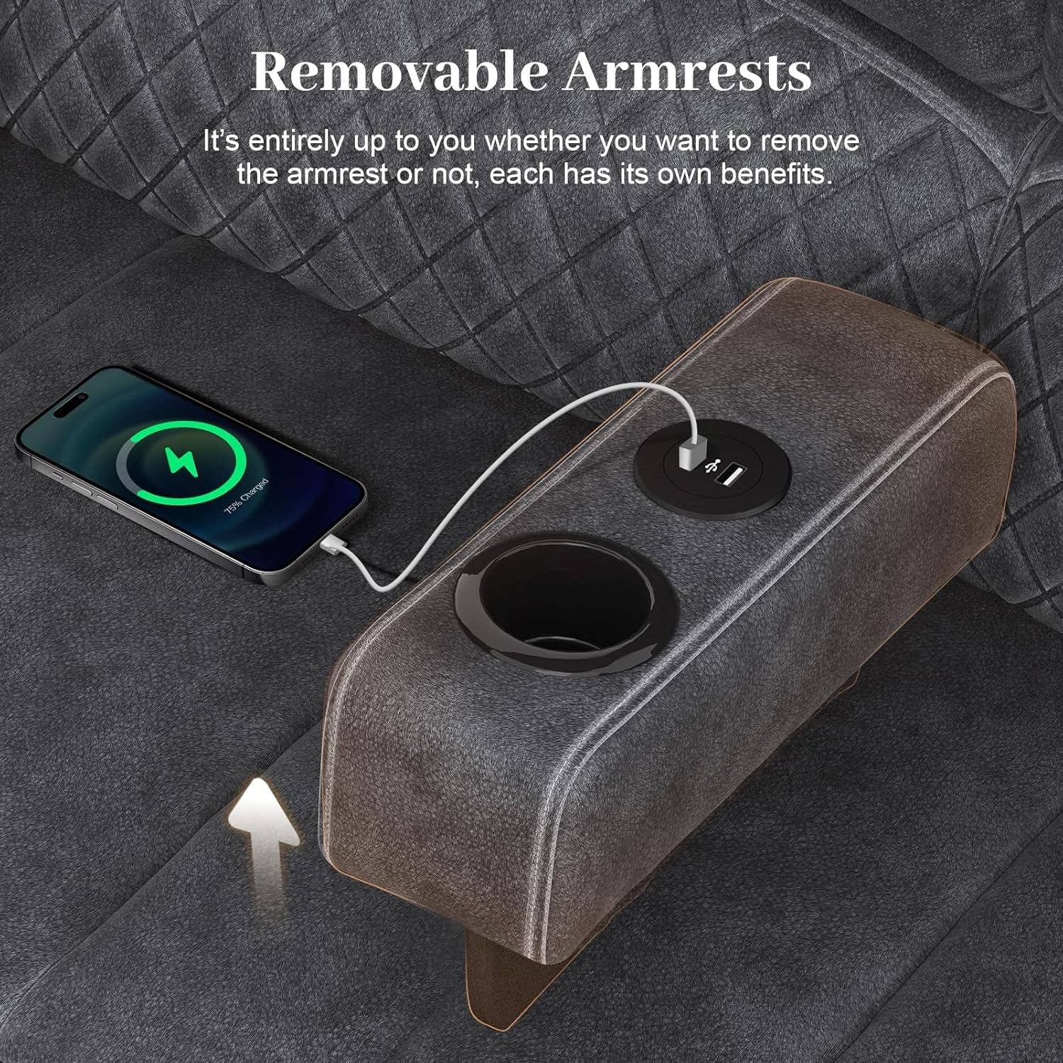 Grey Three Seater Manual Recliner Sofa Modern Living Room for wholesale on Faire5