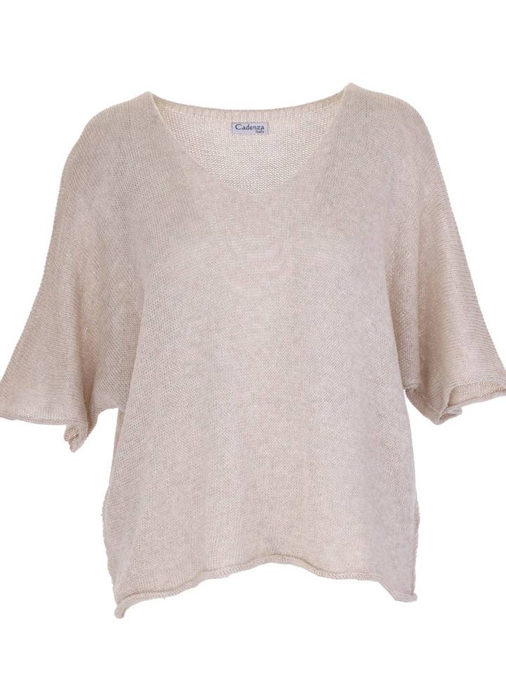 Cadenza Italy Ltd - Wholesale Knit Top - Women's - Cotton Blend V Neck Tunic Top