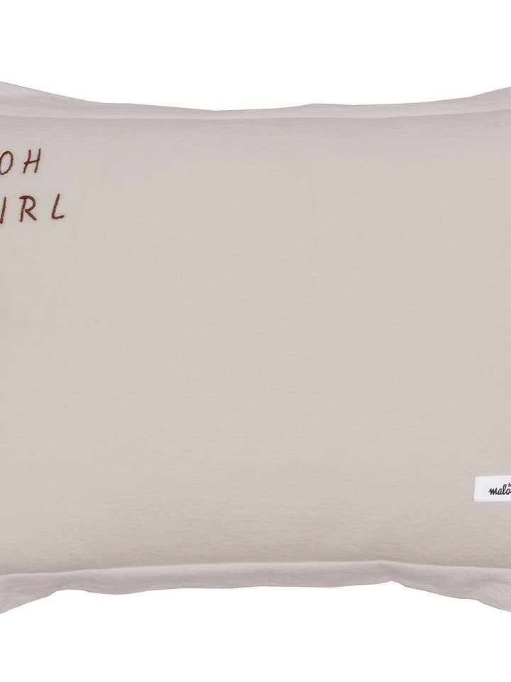 WASHED COTTON PILLOW OH GIRL NATURAL XL for wholesale by Malomi Kids