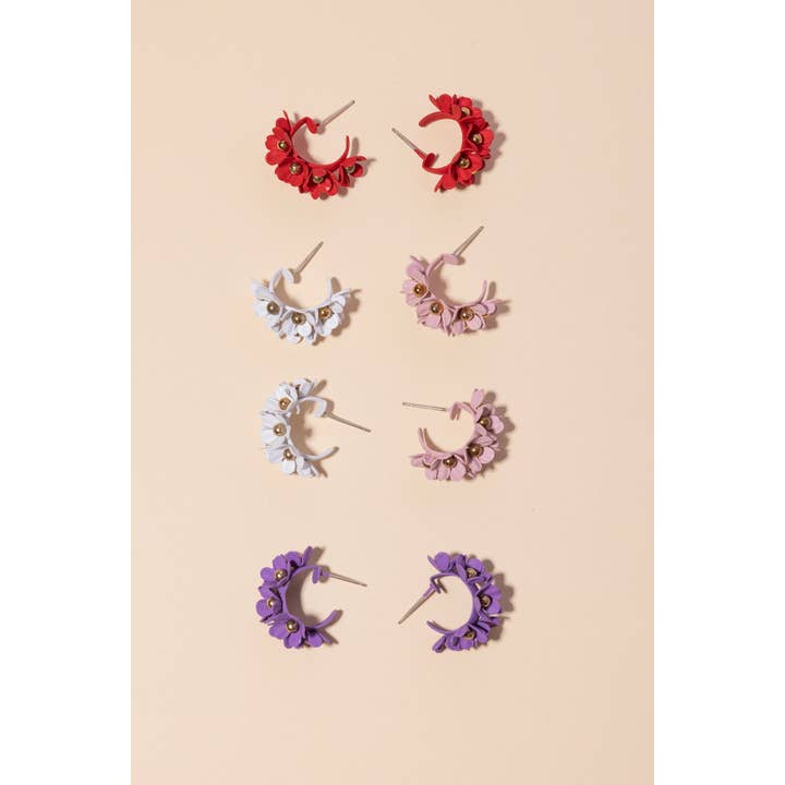 Bruna - Wholesale Hoop Earrings - Red Daisies Earrings · Le Jardin ·1