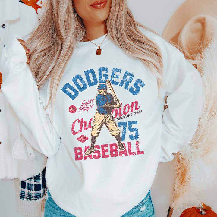 Sweatshirt Gráfica Vintage de Baseball dos Dodgers - Envio Rápido por atacado de Limeberry Designs