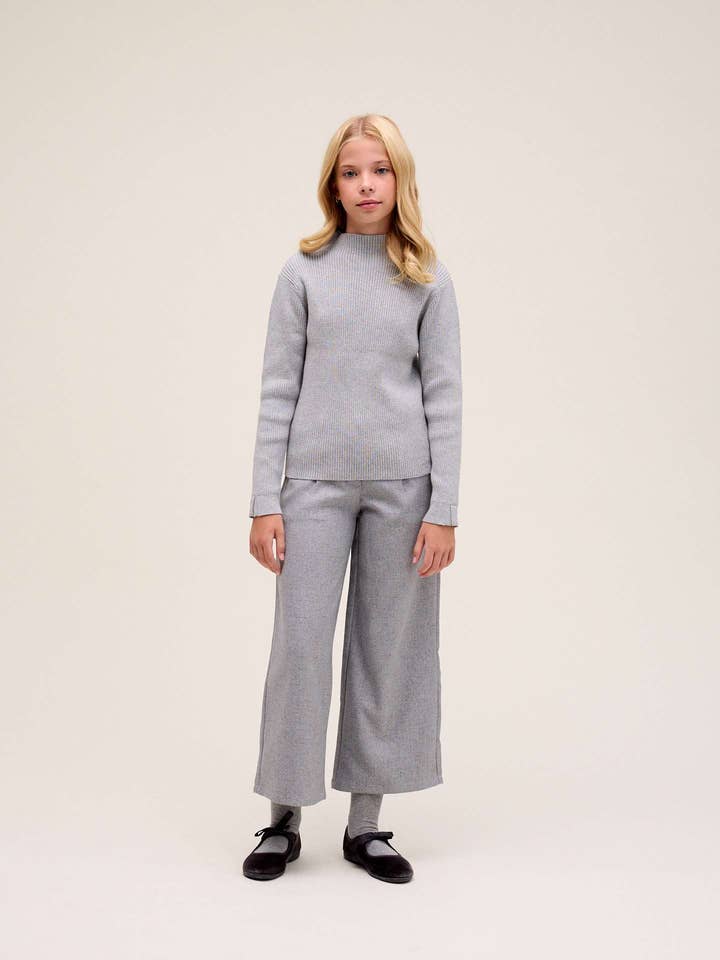 Blank Girl's gray ribbed turtleneck sweater for wholesale on Faire0