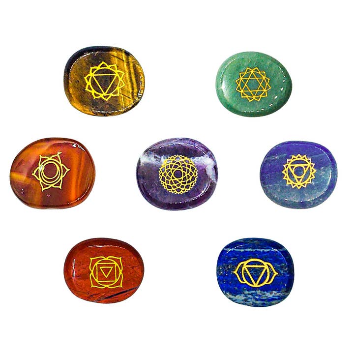 Deep Healing Light - Wholesale Spiritual Stone/Crystal - Chakra Stones, Engraved Symbols - Reiki Healing - Polished