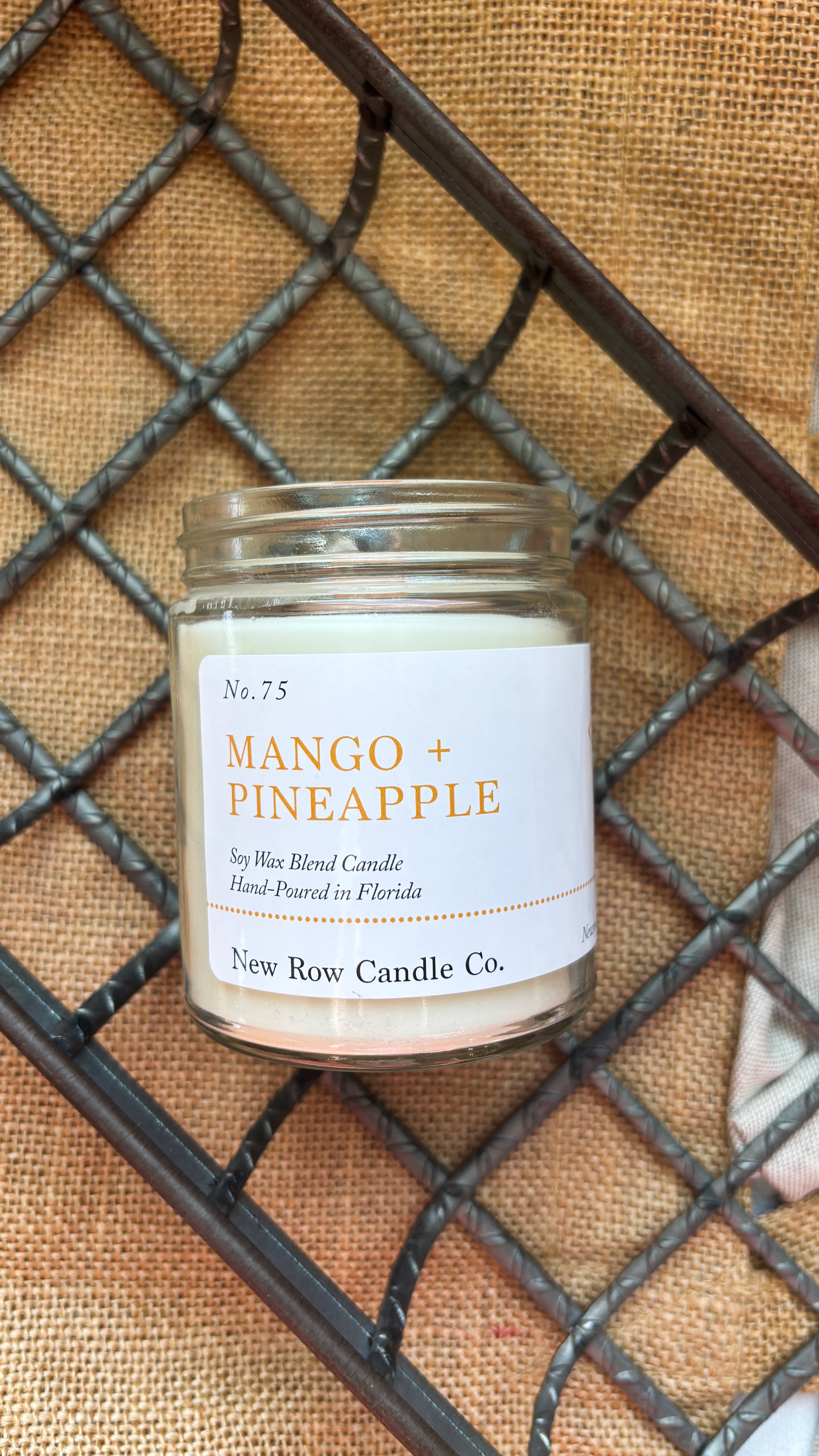 New Row Candle Co. - Wholesale Jar/Filled Candle - Mango + Pineapple Wood Wick Farmhouse Candle