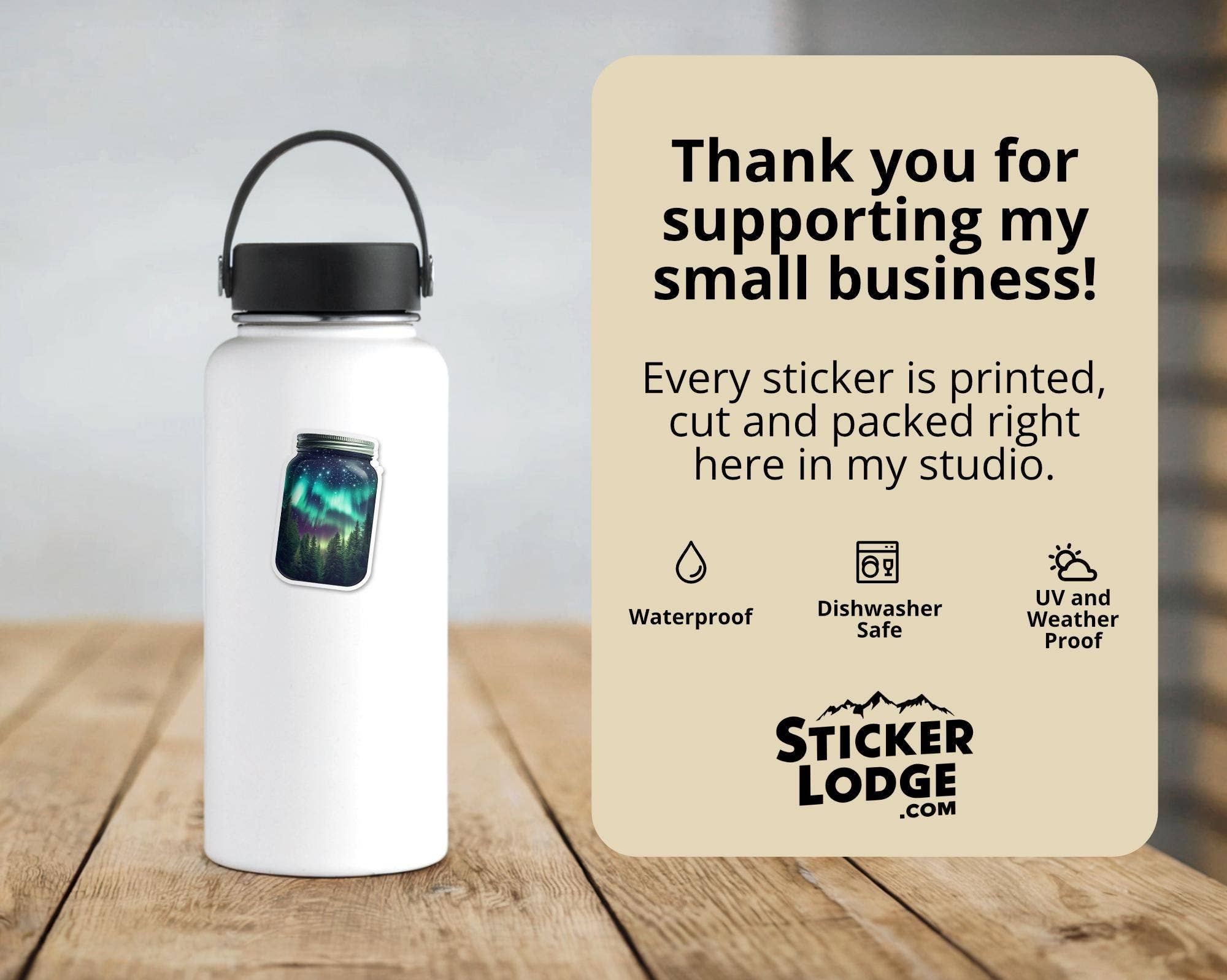 Sticker Lodge - Wholesale Phone & Laptop Stickers - Northern Lights in a Jar Vinyl Sticker4