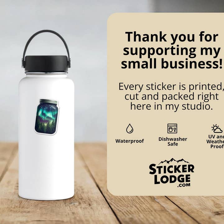 Sticker Lodge - Wholesale Phone & Laptop Stickers - Northern Lights in a Jar Vinyl Sticker4