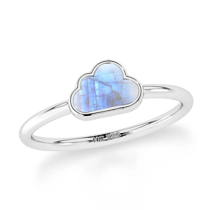 Natural Rainbow Moonstone Cloud Ring, Silver for wholesale by Nature Crafts