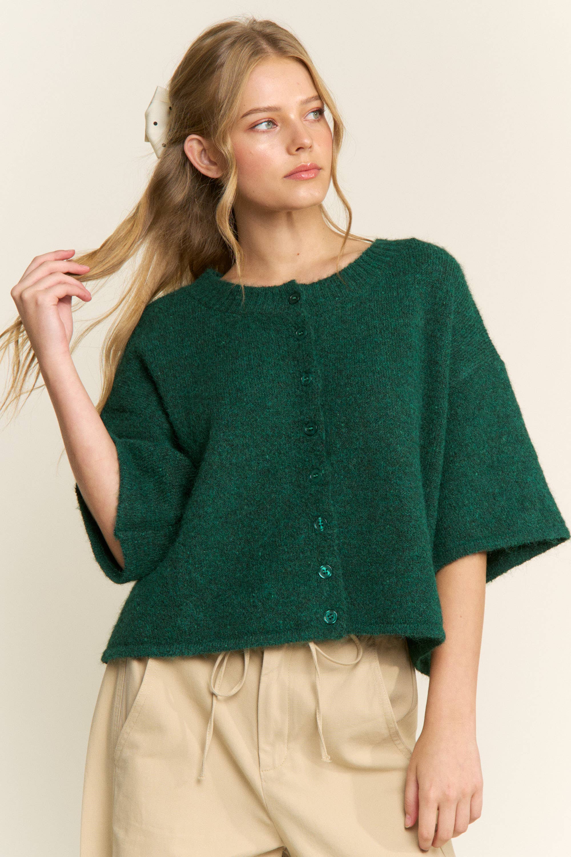 CANDESCENT - Wholesale Cardigan - Women's - Cropped Boxy Soft Knit Cardigan - LOU CARDIGAN36