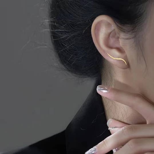 happyzzzsu - Wholesale Ear Jackets/Climbers - 925 Sterling Silver Wave Climber Ear Crawler Earrings3