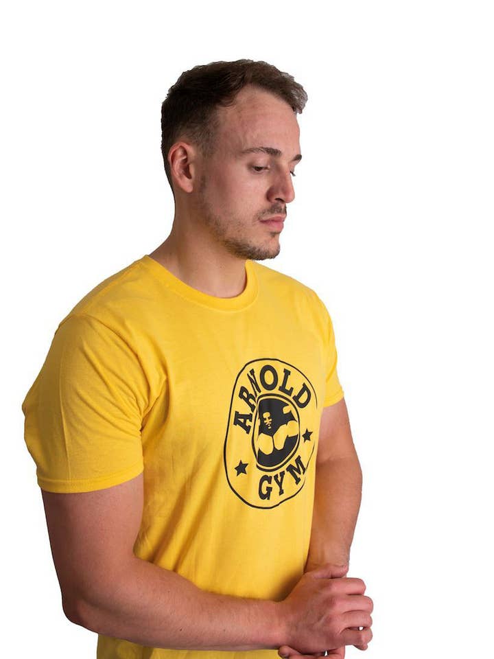 Arnold’s Iconic Bodybuilding Classic Workout T-Shirt - Gold for wholesale by Arnold Gym