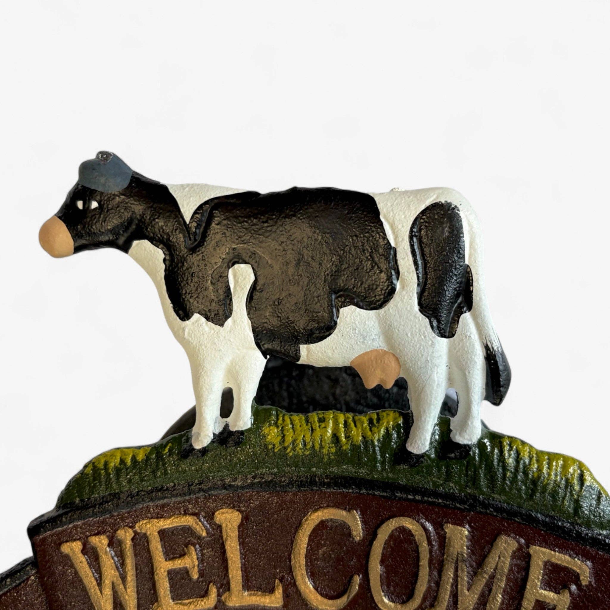 Iron & Blossom - Wholesale Sign - Rustic Cast Iron Cow Welcome Bell Sign, Farmhouse Door Decor2