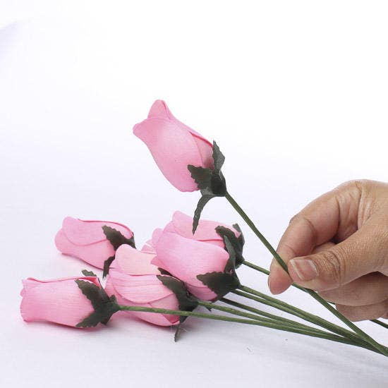 Factory Direct Craft - Wholesale Artificial Flowers - Bouquet of Wood Rose Bud Stems (8 Stems ) - Select Color2
