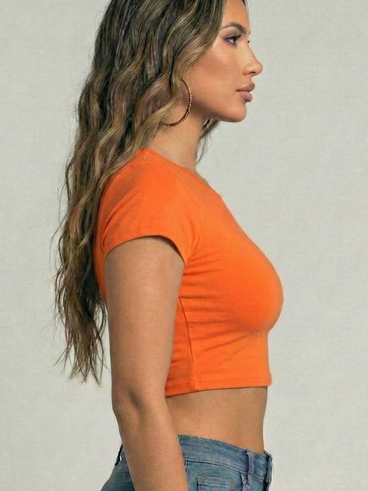 CAPELLA APPAREL - Wholesale Knit Top - Women's - Short Sleeve Roundneck Crop Top31