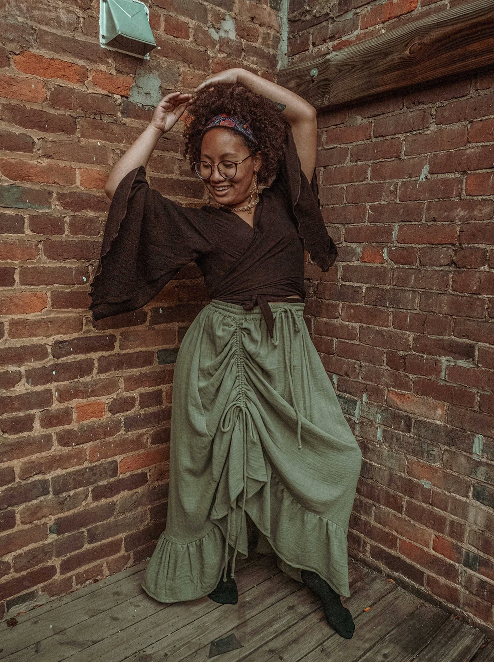 Gardenbelle Shop – wholesale Kjol - Dam – Bohemisk kjol med rynk och volang i ekologisk bomulls- och bambublandning12