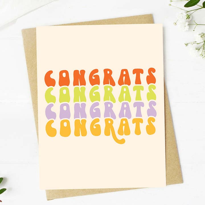 Big Moods - Wholesale Congratulations Card - Congrats Multicolor Stack Text Card3
