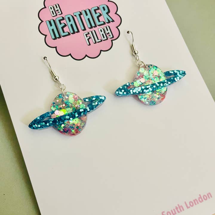 By Heather Filby - Wholesale Dangle Earrings - Planet Glitter Resin Earrings1