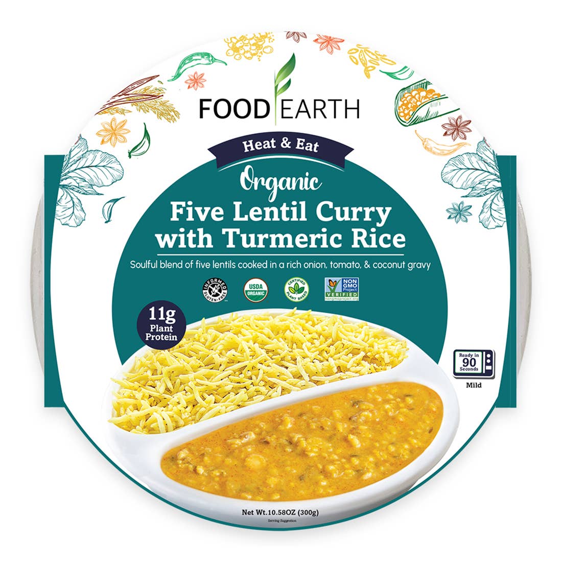 Food Earth - Vendita all'ingrosso Pasti pronti a lunga conservazione - Curry di Cinque Lenticchie Biologico con Riso alla Curcuma0