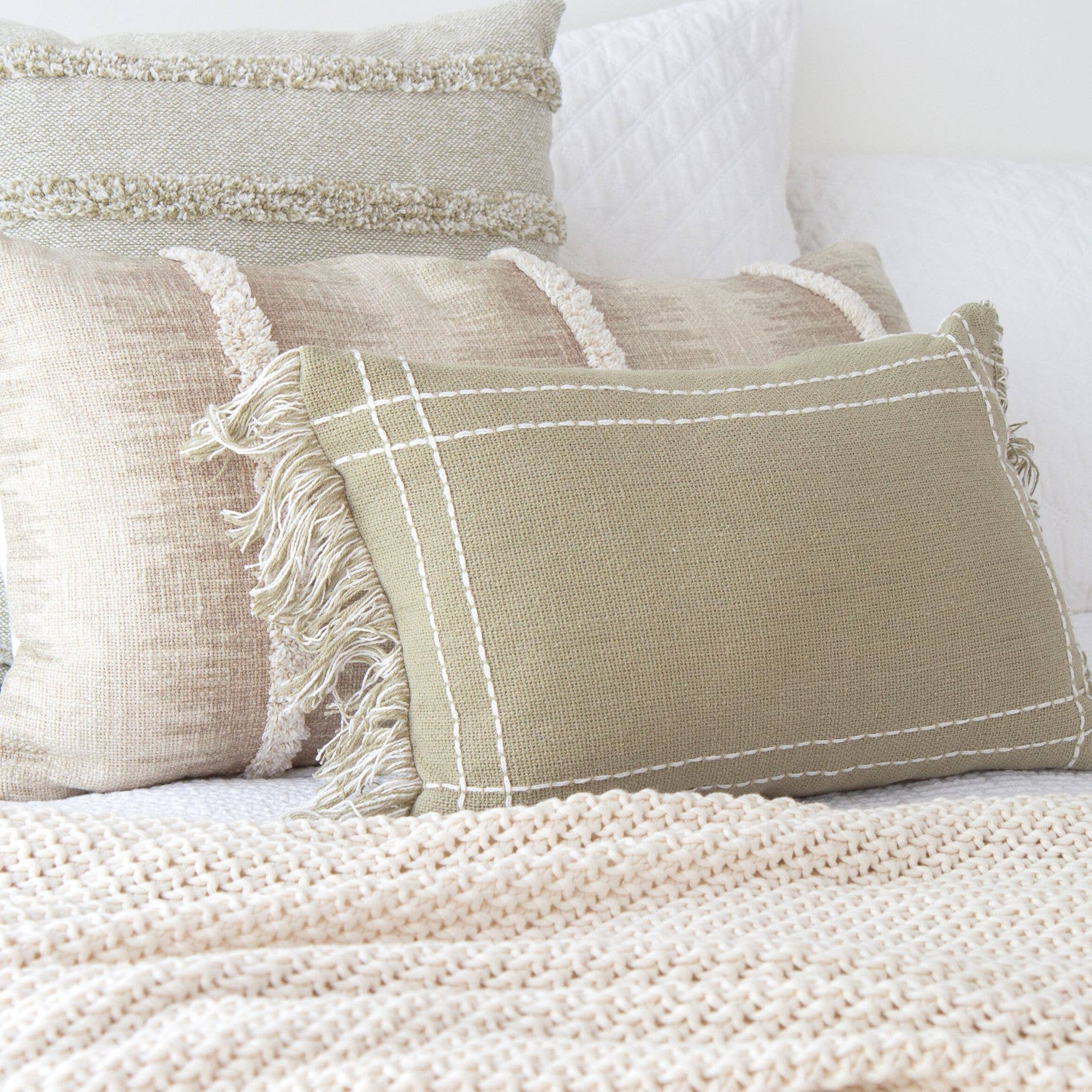 Sauge Housse de coussin Saratoga Crosshatch — Texturée, décorative en vente sur Faire8