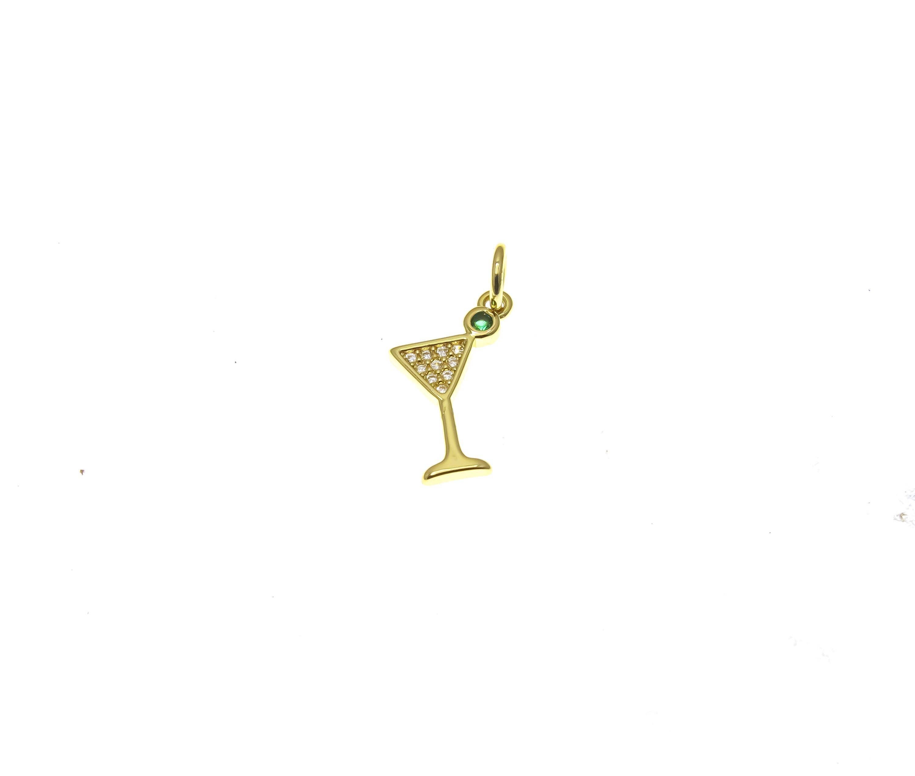 Jewel Pledge - Wholesale Individual Charm/Pendant - 18k Gold Martini & Champagne Flute Charm ,CPG1656CPG16553
