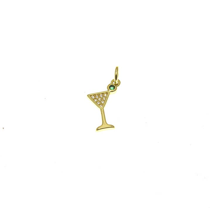 Jewel Pledge - Wholesale Individual Charm/Pendant - 18k Gold Martini & Champagne Flute Charm ,CPG1656CPG16553