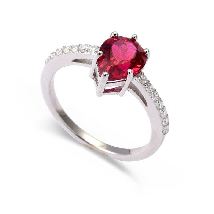 FCJ Jewelry LLC - Wholesale Engagement ring - 925 Silver Lab Grown Ruby Pear Solitaire Teardrop Ring4