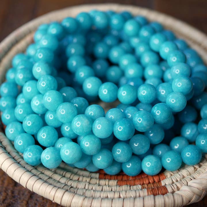 Gemstone Stretch Bracelet Turquoise Blue Jade Enhanced for wholesale by Superior Stones & Gifts INTL LLP