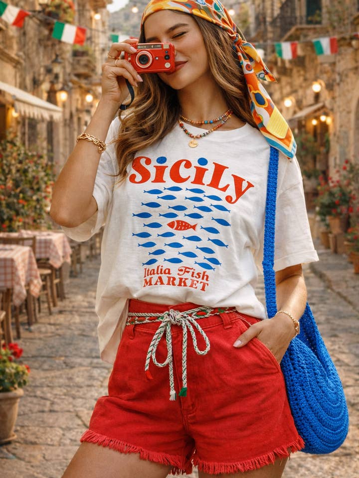 Sicily Fishes Graphic Tee for wholesale by Sweet Claire