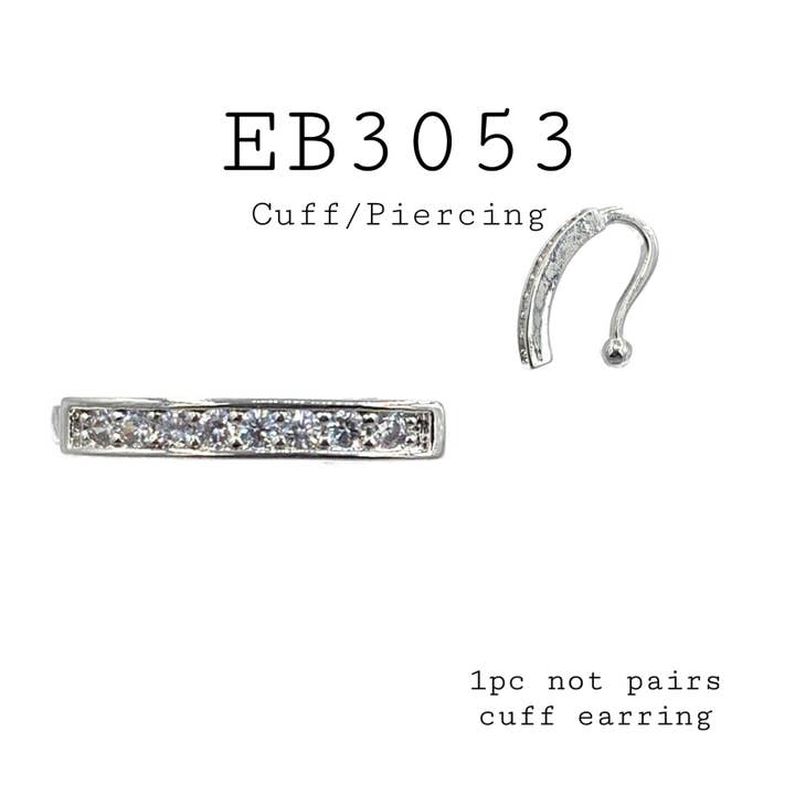 Boucles d'oreilles en laiton avec manchette en zircone cubique pour la vente par Nisso & Co. NYC Jewelry Wholesale