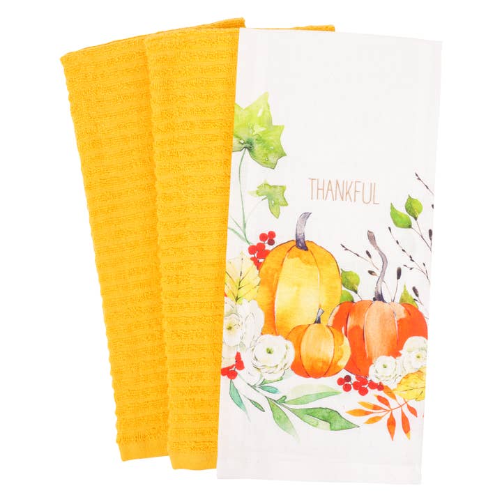 Ensemble de 3 torchons de cuisine Récolte Reconnaissante pour la vente par KAF Home