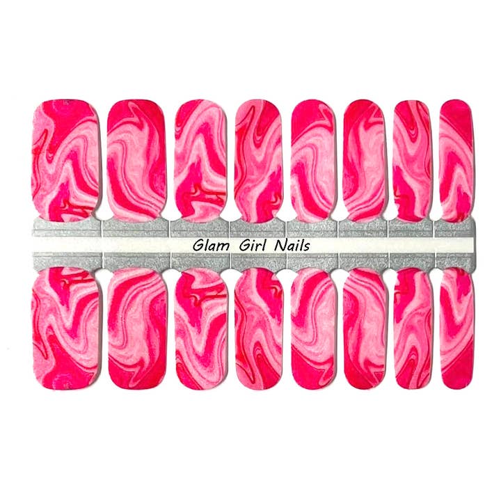 Hot Pink Marble Nail Wraps for wholesale by Glam Girl Nails