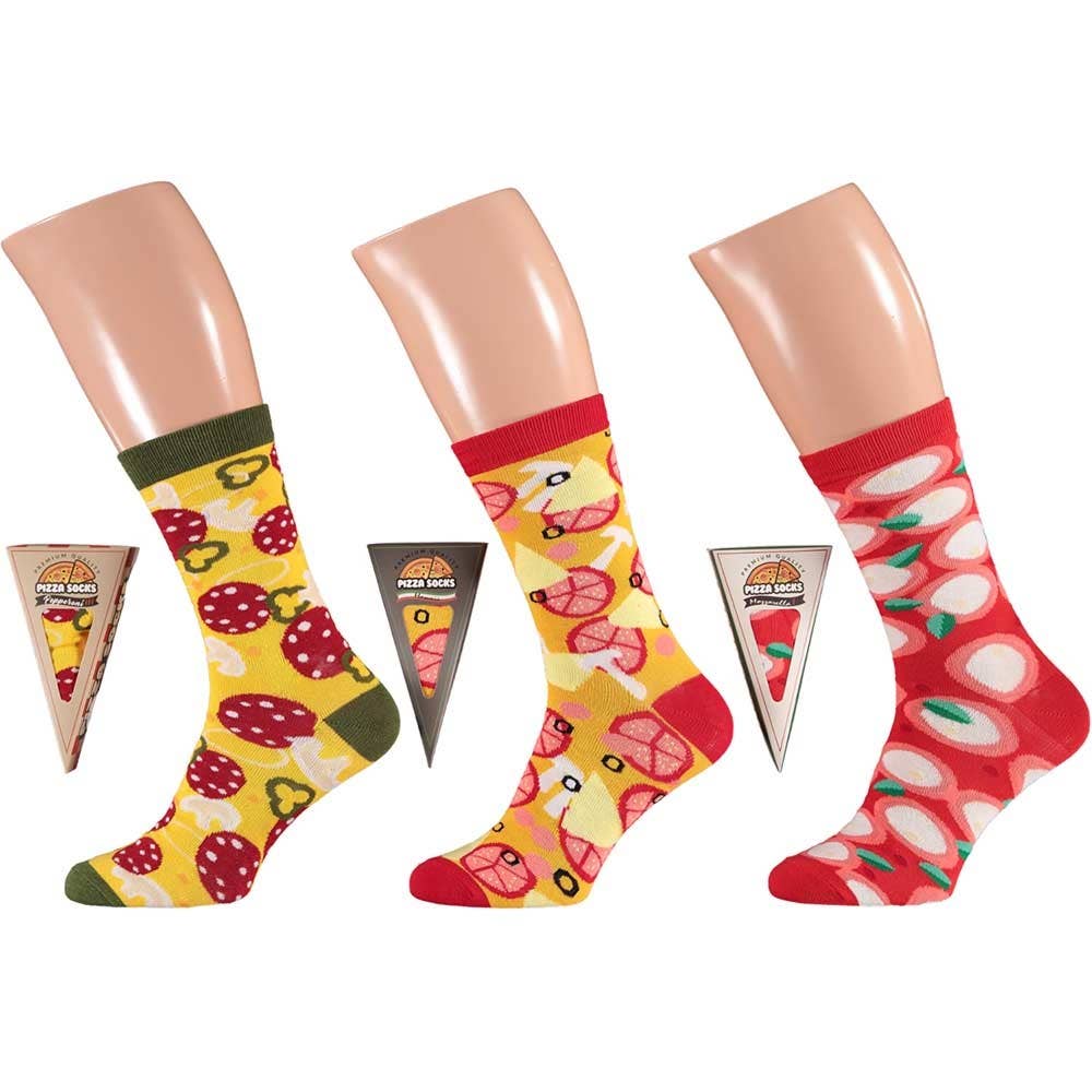 TRAAGOODS.COM – Großhandel Socken - Unisex – Pizza-Socken-Box mit 12 Punkten1