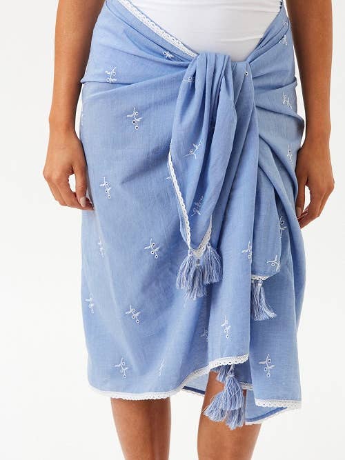 EVA EMB & LACE DETAIL SARONG for wholesale by Amita Naithani