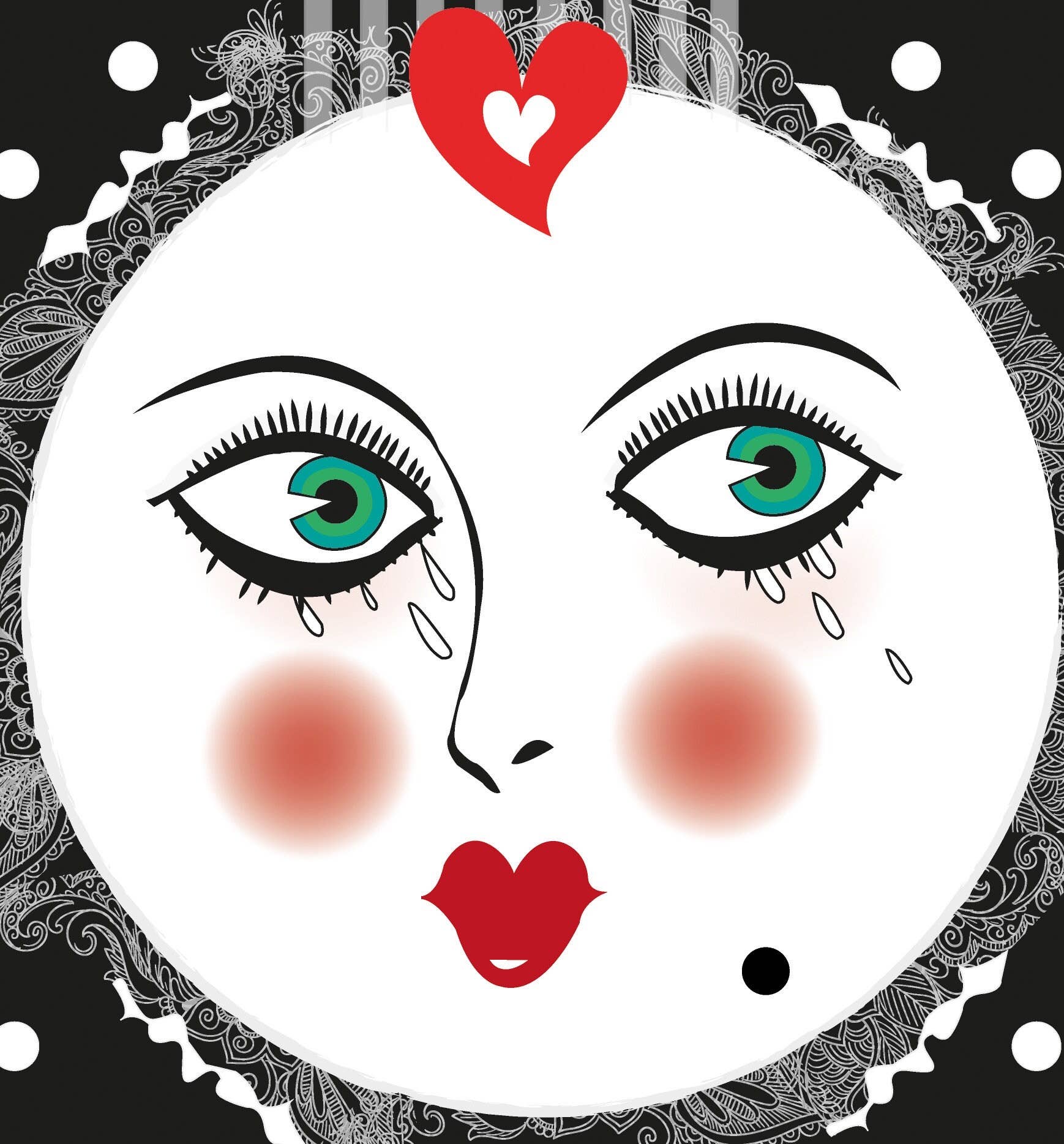 Rosie Rose Parker – wholesale Art print – Whimsical unusual wallart print face print retro weird3