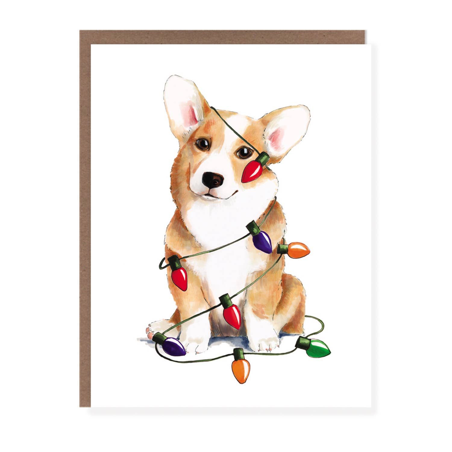 Morgan Swank Studio - Wholesale Christmas Card - Corgi Dog and Christmas Lights | Christmas Card2