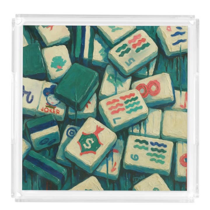 Mahjong Tiles Acrylic Tray for wholesale by Laura Duke Fine Art