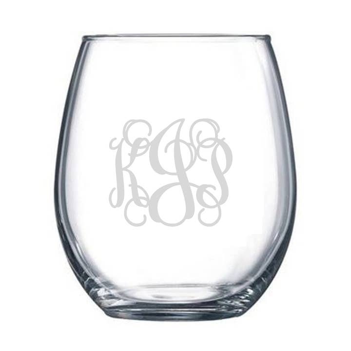STEMLESS WINE GLASS - Custom Monogram for wholesale by Peachy Pendants