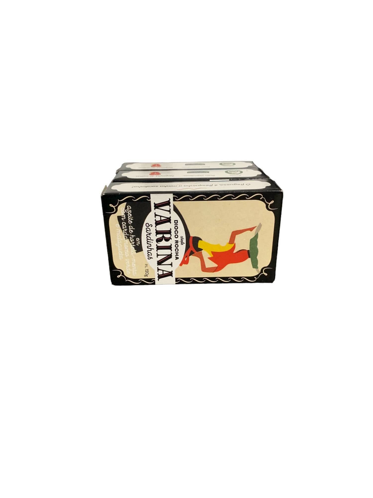 Tin Can Fish ( BELA, Cantara, Mar, Porthos, Varina ) - Wholesale Tinned Fish - Varina Sardines in Mint Olive Oil w/ Green Cardamom and Piri-Piri - 3 Pack2