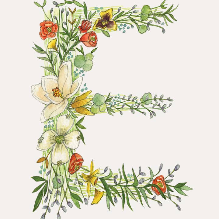 Hattie Darling - Wholesale Stationery/Notecard Set - Floral Monogram Stationery Set - 8 Folded Cards4