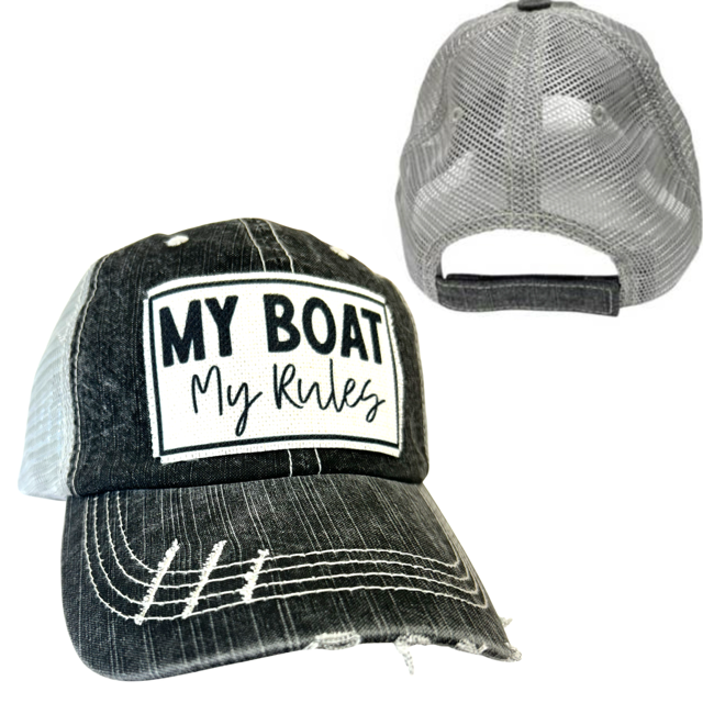 dkhandmade - Wholesale Trucker Hat - Unisex - MY BOAT MY RULES | DISTRESSED | UNISEX HAT9