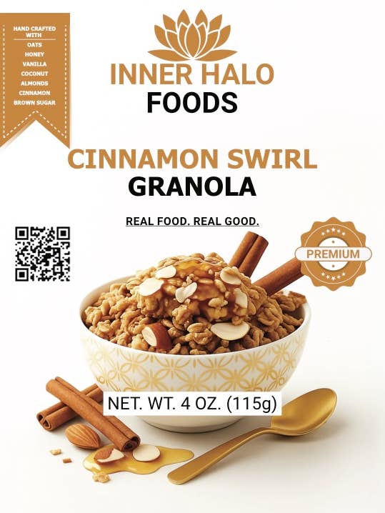 Cinnamon Swirl Granola - Artisanal, 20 x 4oz for wholesale by Inner Halo Foods