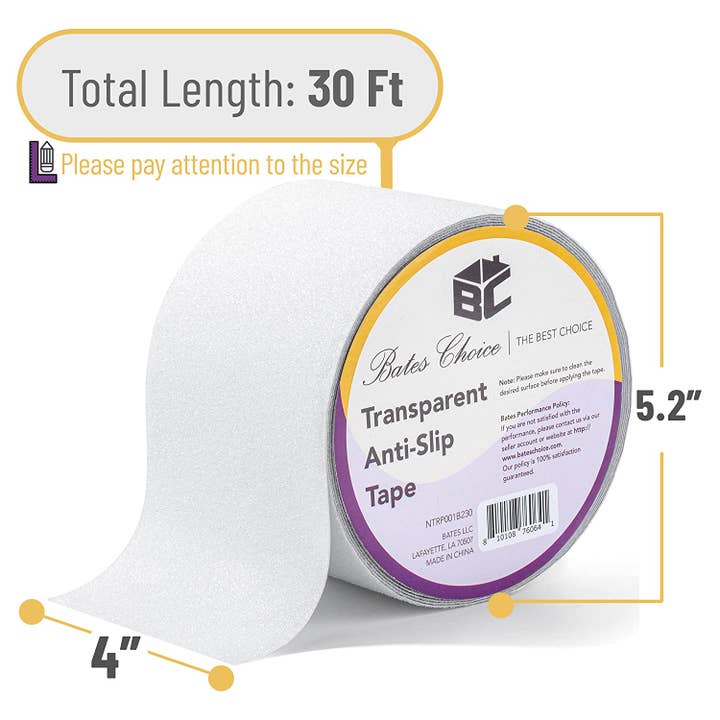 Bates Choice - Wholesale Tape - Anti Slip Tape Transparent, 4 Inch, 30 Feet1